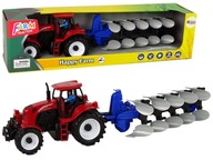 Červený traktor s pluhom Farma