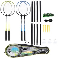 ZESTAW BADMINTON 4 RAKIETY SIATKA LOTKI TORBA 5W1