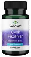 Swanson Cynk Pikolinian Cynku 22mg Zinc Picolinate Odporność 60 kaps