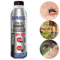 Spray na komary i kleszcze 50% DEET - BROS 180 ml