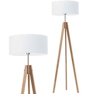 Lampa stojąca lampa podłogowa LED E27 drewniana abażur walec do salonu