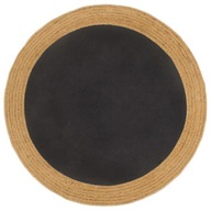 Pleciony dywan, czarno-naturalny, 150cm, juta, bawełna, okrągły