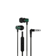 Słuchawki przewodowe z mikrofonem mini Jack 3,5mm dokanałowe zielone