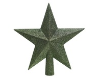 Hviezdička špička na vianočný stromček zelená trblietky 19cm