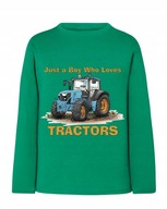 Koszulka T-shirt długi rękaw chłopięcy traktor zielona 122/128 5 6 lat