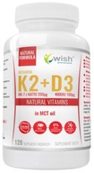 Wish Vitamín K2 MK-7 + D3 4000IU 120 kaps. Posilnenie kostí Osteoporóza
