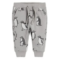 Cool Club Spodnie dresowe chłopięce szare pingwinki r 86