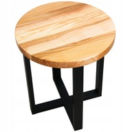 stolík podkrovný jaseň drevený okrúhly do obývačky nočný industriálny 80 cm