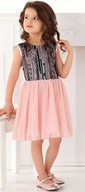 Dievčenské šaty vizitkové ružové 110cm