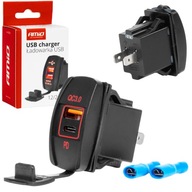AUTÓS GYORSTÖLTŐ SZERELŐ USB QC 3.0 + USB-C PD 12V 24V