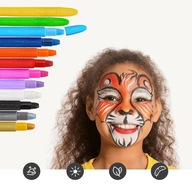 Sada 12 farebných písadiel na maľovanie na tvár detí