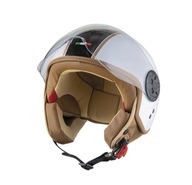 Kask typu jet CRIVIT, rozmiar S 55-56 cm skuter motor biały z czarnym pasem