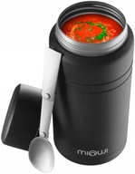 Oceľová jedálenská termoska s lyžicou na potraviny Miowi 750 ml čierna