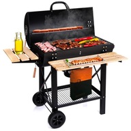 GRILL GRIL WĘGLOWY BECZKA Z POKRYWĄ POPIELNIK OGRODOWY BBQ DUŻY 71X35CM