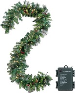 Vianočná girlanda Umelá 2,7 m x 25,5 cm Podsvietená so Zdobením
