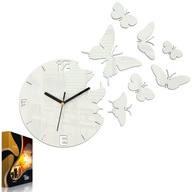 Nástenné hodiny Motýle biele - EFEKT 7 Motýľov - DIY