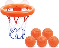 Obręcz do mini koszykówki z 2 przyssawkami, 5 piłek, kosz do koszykówki
