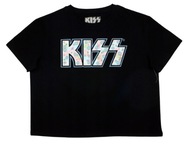 Koszulka młodzieżowa dziewczęca T-shirt Kiss kwiatki r. M haft Crop Top
