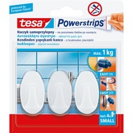 Haczyki samoprzylep.powerstrips 3 szt.owalne małe,białe