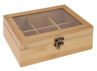 Box na čaj pohodlný drevený ozdobný box 21x16 cm