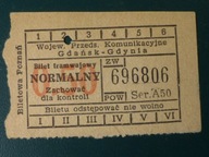 Bilet normalny tramw. 50 gr. WPK Gdańsk-Gdynia.