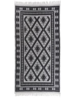 DYWAN BOHO 70 X 140 KILIM PŁASKOTKANY FRĘDZLE ANTRACYT BAWEŁNA NA BALKON