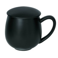 Matowy czarny kubek z zaparzaczem i pokrywką do ziół herbaty naparu