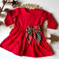 MAMATTI Vianočné šaty červená mašľa R 80/86 CM
