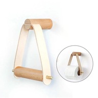 Toilet Roll Paper Holder Wall Mounted Wooden Towel Hanging Rope Rack for Ho
