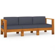 3-osobowa sofa ogrodowa z ciemnoszarymi poduszkami