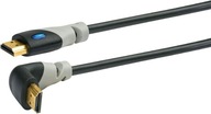 Kabel Przewód HDMI - HDMI 1.5m 4K HDR Gniazdo 90 Stopni Ethernet 150cm