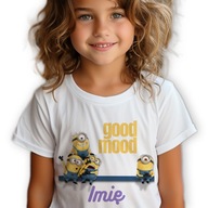 Koszulka Dziecięca Biała Minionki GOOD MOOD *TWOJE IMIĘ* Rozm. 110-116 cm