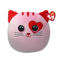 Maskotka poduszka TY Squishy Beanies FLIRT różowy kot z sercem, 30cm 39369