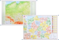 POLSKA DUŻA MAPA ŚCIENNA ADMINISTRACYJNA / FIZYCZNA DWUSTRONNA 1:700 000