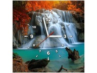 40x40cm hodiny Vodopád Huay Mae Kamin obraz dekora