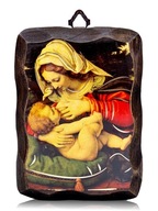 Ikona Matka Boża KARMIĄCA na drewnie 12x16cm