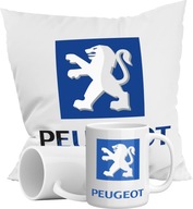 ZESTAW KUBEK + PODUSZKA PEUGEOT AUTO LOGO MOTYW