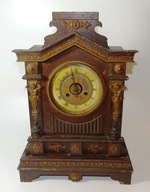 Bardzo ładny zegar stołowy gabinetowy okuty posiada funkcję budzika XIX/XXw