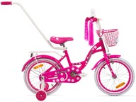 Rower dla dziecka 16" Rowerek dla dziewczynki + prowadnik + kółka boczne