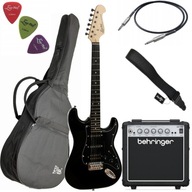 Zestaw gitarowy starter Gitara elektryczna + wzmacniacz i akcesoria BK