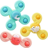 FIDGET SPINNER Z PRZYSSAWKĄ SENSORYCZNĄ KĄPIEL PREZENT GRZECHOTKA 3 SZTUKI