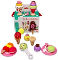 Drewniane lody dla dzieci 3+ Zabawa w lodziarnię Zestaw do sklepu kuchni