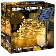 LAMPA SOLARNA GIRLANDA OGRODOWA 100 LED CIEPŁA 12m