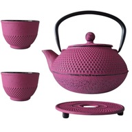 VÍZFORRALÓ ÖNTÖTTVAS TEÁSKANNA 0,8L TEAFŐZŐ SZŰRŐ +2 CSÉSZE +ALÁTÉT