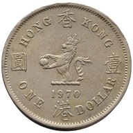 90966. Hongkong, 1 dolar, 1970r.