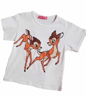 Koszulka bluzka krótki rękaw T-shirt Bambi śmietanka 98/104