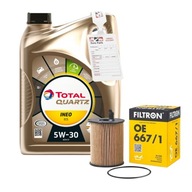 Motorový olej TotalEnergies Quartz Ineo ECS 5 l 5W-30 + Filtron OE 667/1 Olejový filter