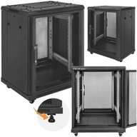 SZAFA INSTALACYJNA RACK 19'' 15U 600x600x855 PERFOROWANE DRZWI NÓŻKI KÓŁKA