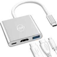 HUB Rozgałęźnik Przejściówka Rozdzielacz Adapter 3w1 USB-C HDMI 4K 60hz