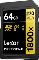 KARTA LEXAR PROFESSIONAL 64GB 1800X UHS-II U3 V60